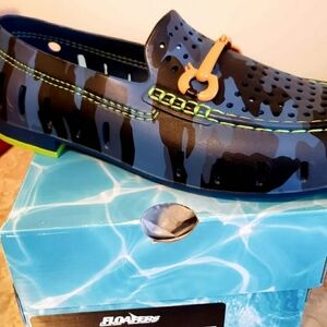 Floaties Blue and Black Boat Shoes with Classic Design